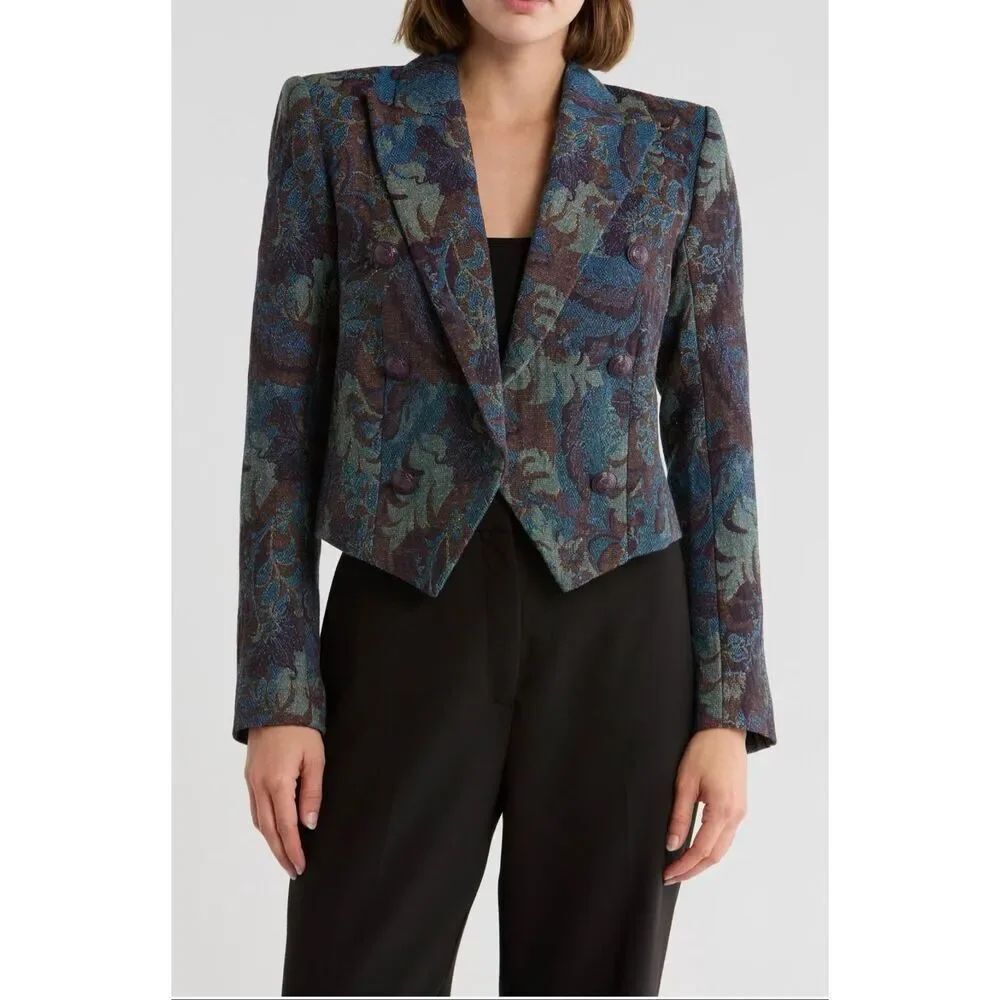 L'AGENCE Lila Peak Lapel Boxy Crop Blazer- size 12